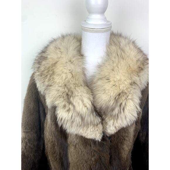Vintage muskrat fox fur jacket coat size 6 small medium leather 90's - Picture 5 of 15